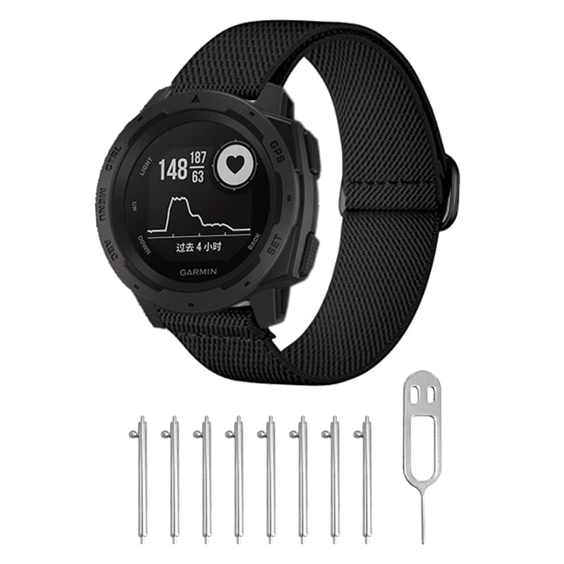 AHXLL 3-Pack Breathable Nylon Wristbands for Garmin Instinct 45mm, Tactical, Solar, Tide, Esports - Black/Gray/Army Green