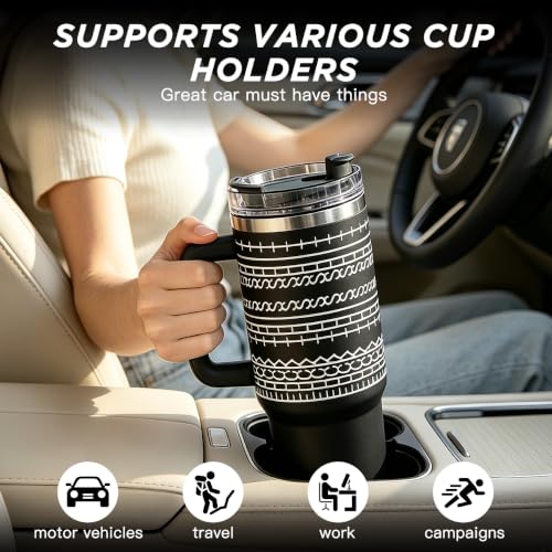Black 40oz Insulated Stainless Steel Travel Tumbler with Lid & Straw