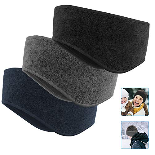 Fleece Ear Warmer Headband - Moisture Wicking Winter Sports Cover - Black