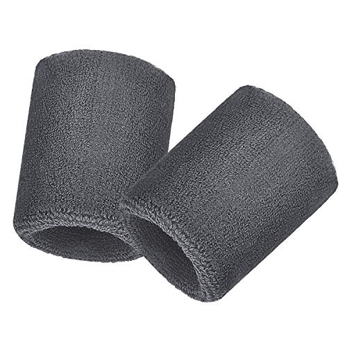 Wrist Sweatbands - Absorbent Sports Bands for Basketball, Tennis, Running - Pack of 6 - Black, White, Gray