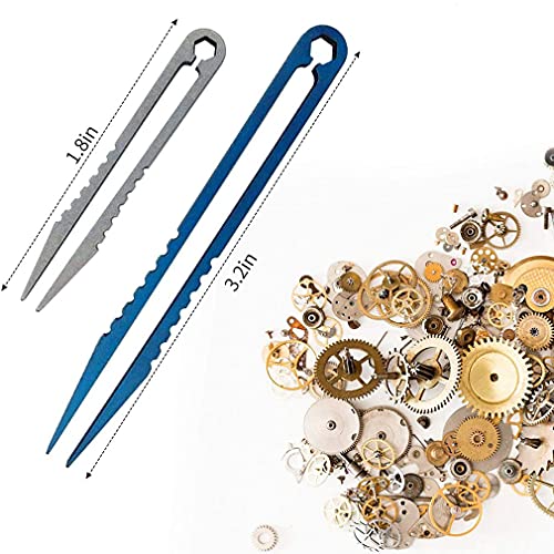 Mini Titanium Tweezers Set - 2pcs Portable EDC Tool - Blue