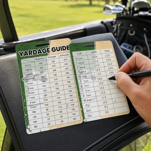 Golf Club Distance Cards - 2 Pack, 2.4x4.2 Inch Range Chart