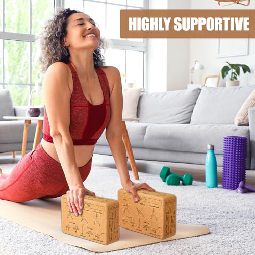 Halloscume Cork Yoga Blocks 2-Pack - Supportive Beige Yoga Props for Alignment