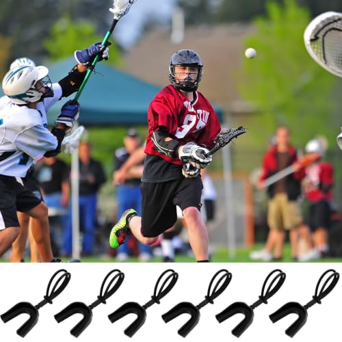6 Pack Sports Mouthguards with Strap - Soft Protective Mouthguard for Football, Basketball, Hockey, Lacrosse