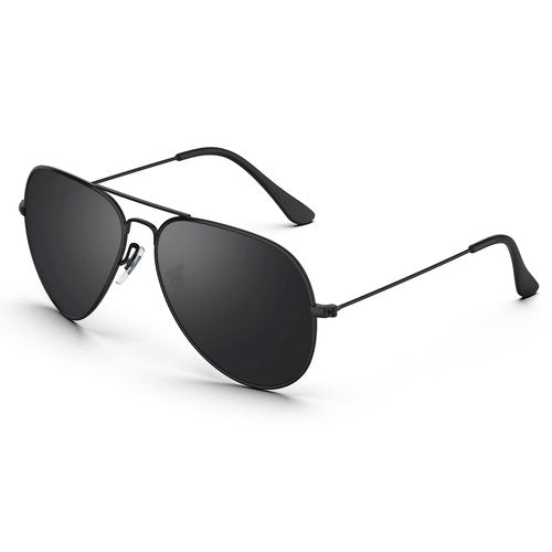 Polarized Aviator Sunglasses for Men and Women Mirrored Lens Metal Frame Cycling Driving Traveling Beach Glasses 3026(Black&Gray Lens)