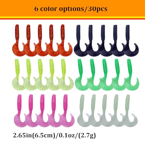 WOLFSKIN Soft Plastic Fishing Lures Set 36pcs Curly Tail Worms & Swimbaits
