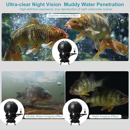 Black Underwater Fishing Camera with 4.3" LCD, 5000mAh Battery, 100ft Cable
