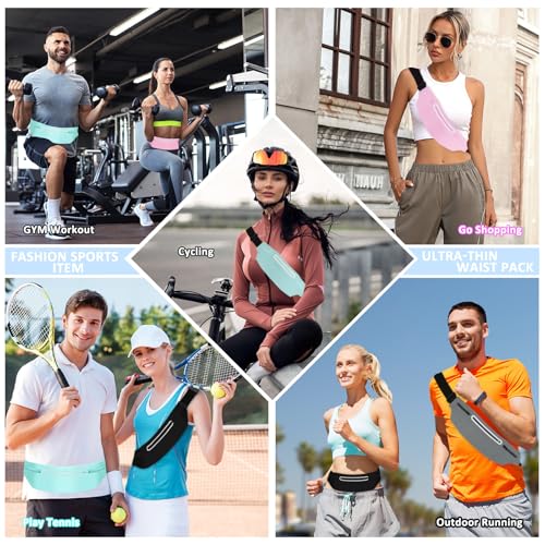 Waterproof Fanny Pack with 3 Pockets - Adjustable Waist Pack for Running - Light Pink