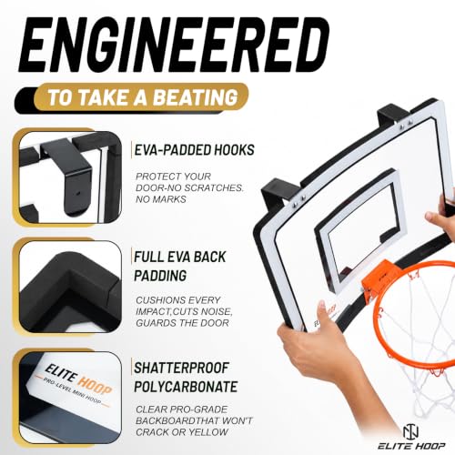 Indoor Mini Basketball Hoop for Door with 2 Balls & Pump, Steel Rim, Kids & Adults