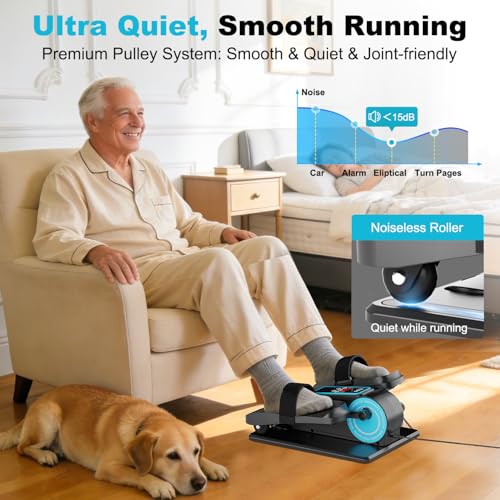 Under Desk Elliptical Machine - Electric Pedal Exerciser, Blue
