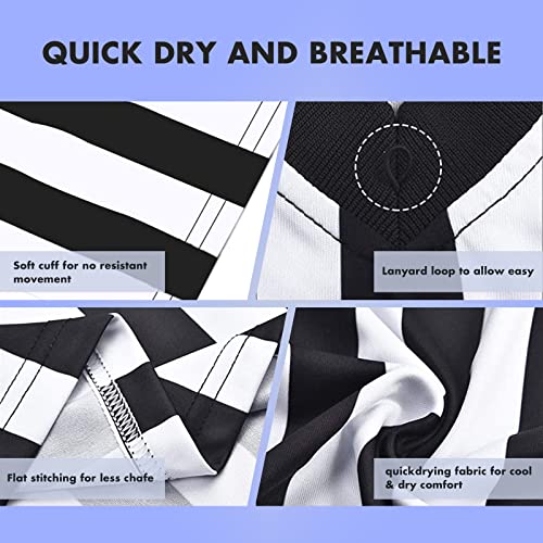 Women's Black & White Stripe Referee Shirt Set - V Collar, Small