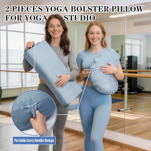 Set of 2 Yoga Bolster Pillows for Meditation & Support