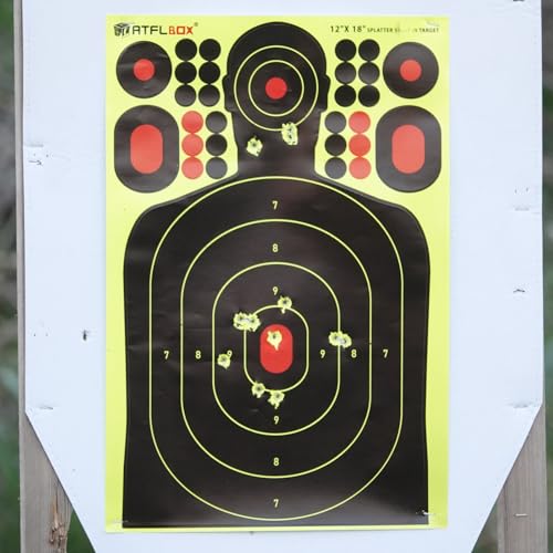 Atflbox 10 Pack 12x18 Inch Fluorescent Yellow Shooting Targets Adhesive Stickers