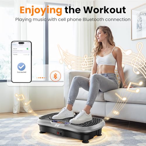 Vibration Plate Fitness Machine - 200W Oscillating Shake Plate with Bluetooth - Silver
