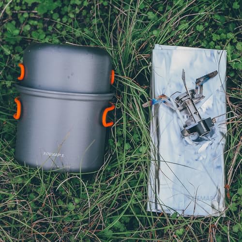 Fire-Maple Camping Pot & Stove Set with Windshield - Foldable Backpacking Cookware