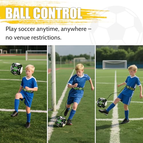 HYKOIUU Green Soccer Trainer Ball Control Practice Equipment for Kids & Adults