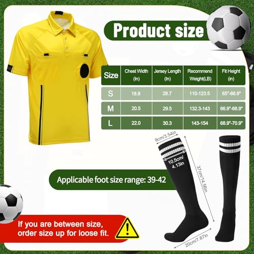 Soccer Referee Kit - Yellow Shirt, Whistle, Socks & Flags - Small