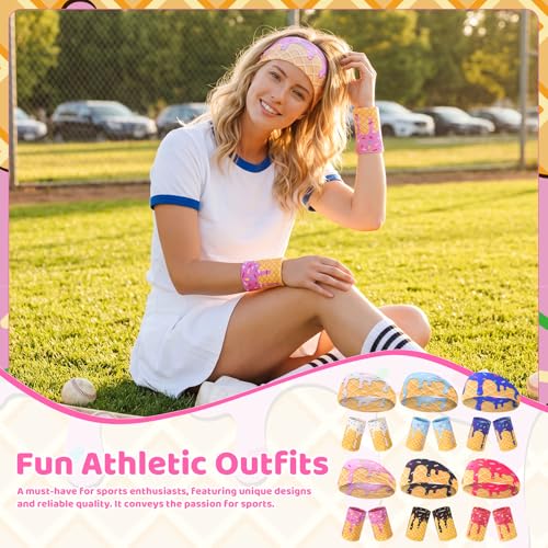 Ice Cream Sports Headbands & Wristbands - Multicolor 6 Pack
