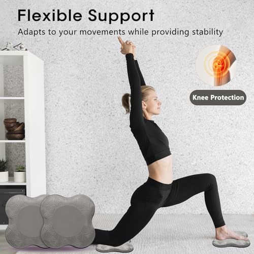 Yoga Knee Pads Set - Extra Thick Foam Cushions for Knees & Elbows - Grey