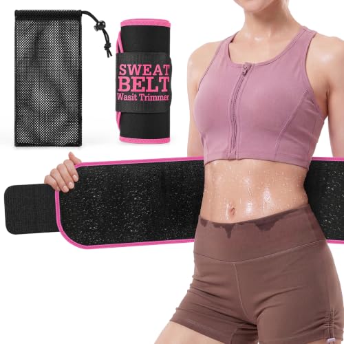YUNSISI Medium Black Pink Waist Trainer for Women, Sweat Belt & Body Shaper