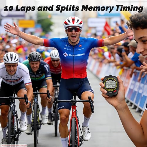 Digital Stopwatch Timer with 10 Lap Memory - Black