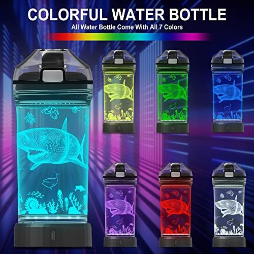 Anywin LED Light Up Water Bottle for Kids 14oz BPA-Free Shark Design