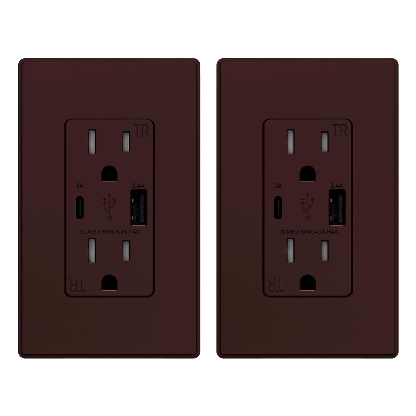 USB Wall Charger Outlet with A & C Ports - 15A Tamper Resistant, UL Listed, 6 Pack, Light Almond