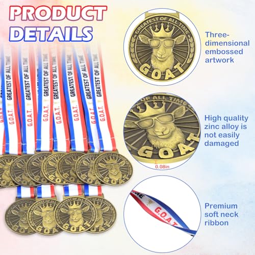 GOAT Medals Set - 6 Pcs Double-Sided 2 Inch Light Bronze