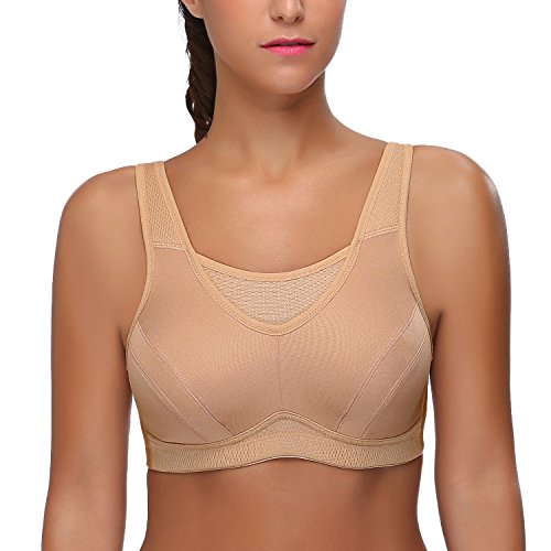 Wingslove Plus Size Sports Bra 36DD Nude Non Padded Wirefree Workout Bounce Control