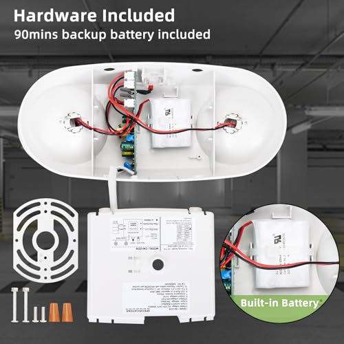 RMC LED Emergency Lights with Battery Backup, Two Head Adjustable Commercial Emergency Lighting, AC120-277V, Hardwired Emergency Exit Light Fixtures for Home and Business, ETL Listed, 2 Pack