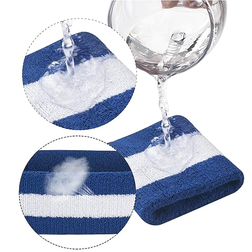 Sweatbands Headband and Wristband Set - Blue/White/Blue