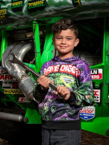 Monster Jam Grave Digger Toddler to Big Kid Fleece Hooded Sweatshirt - Edge-to-Edge Graphics
