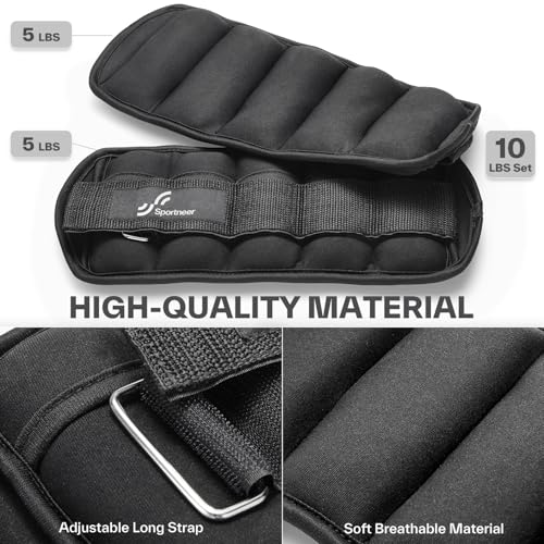 Adjustable Ankle Weights, 2-10 lbs Per Pair, Soft Neoprene