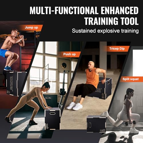 Plyometric Jump Box - 3 Adjustable Heights, 24"x20"x16"