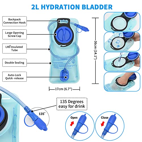 Roptat 2L Hydration Backpack with Insulated Bladder – Silver Version, Large