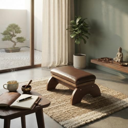 Prayer Kneeling Bench with Thick Cushion - Comfy Meditation Stool