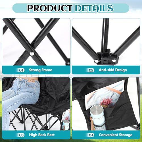 6 Seat Portable Folding Soccer Bench with Umbrella - Black