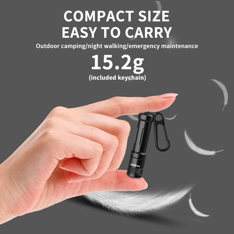 MIJOMI EDC Keychain Flashlight,100 High Lumen K2 Mini LED Light with AAA Battery, IPX7 Waterpoof Portable Small Light for Night Emergency etc.(Black)