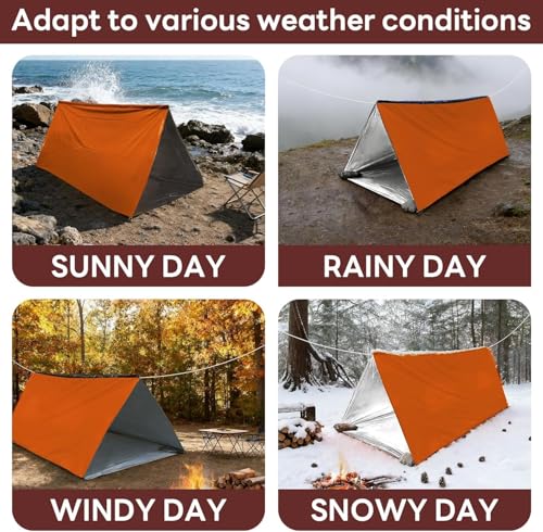 Deecam 2-Person Mylar Emergency Tent Orange 94x59