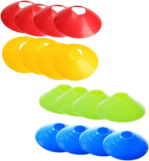 KESYOO Soccer Training Disc Cones - 16 Pcs Agility Markers in Red, Blue, Green, Yellow for Outdoor Sports Practice