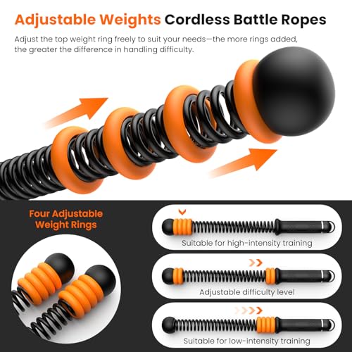 Weighted Cordless Battle Ropes - Adjustable Resistance, Black