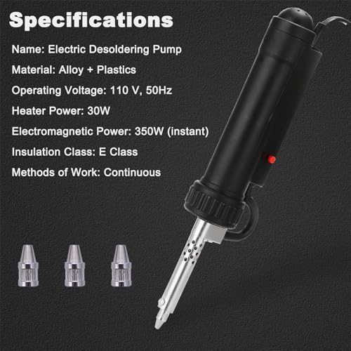 Electric Solder Sucker Vacuum,Automatic Desoldering Pump,Black Desoldering Tool For One-Handed Use And Reliable Suction,Designed for extended use Tin Removal Work Ac110v 30w Desoldering Gun