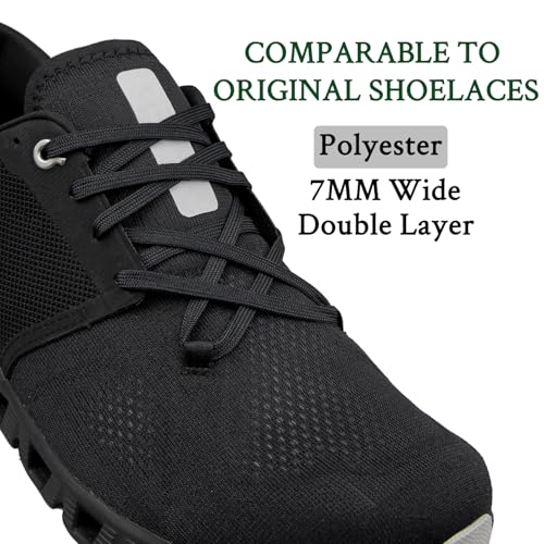 Durable Polyester Shoelaces for Athletic Sneakers - Black, 44 Inch