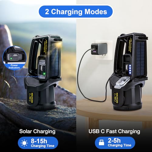 Spotlight Outdoor Rechargeable Flashlight High Lumen 2,000,000L, 9 Modes 350¡Æ Rotatable Super Bright Led Spot Lights Handheld with Solar Powered & USB C, Long Lasting Battery, Waterproof for Emergency