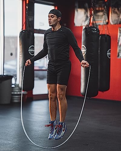 BOXROPE, A Jump Rope Made For Boxing, Tangle-Free, 15% Heavier Than A Normal PVC Rope, Boxer Jump Rope, Adjustable, Includes Grip Tapes For More Grip, Skipping Rope for Boxers, Premium Quality (Grey