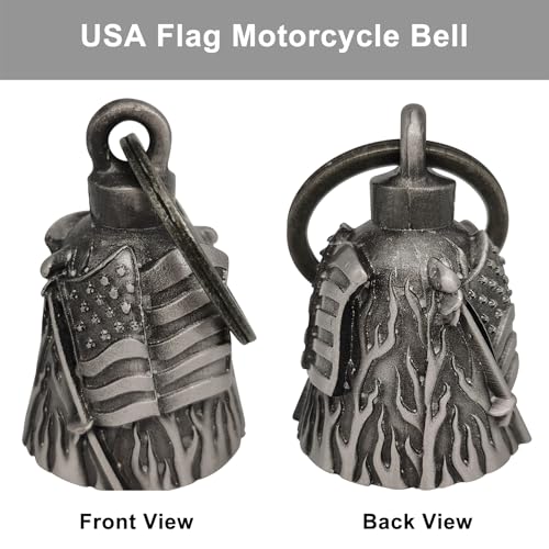 Dream Apparel USA Flag Guardian Angel Motorcycle Bell | Good Luck Gift for Riders