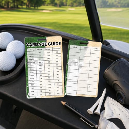 Golf Club Distance Cards - 2 Pack, 2.4x4.2 Inch Range Chart