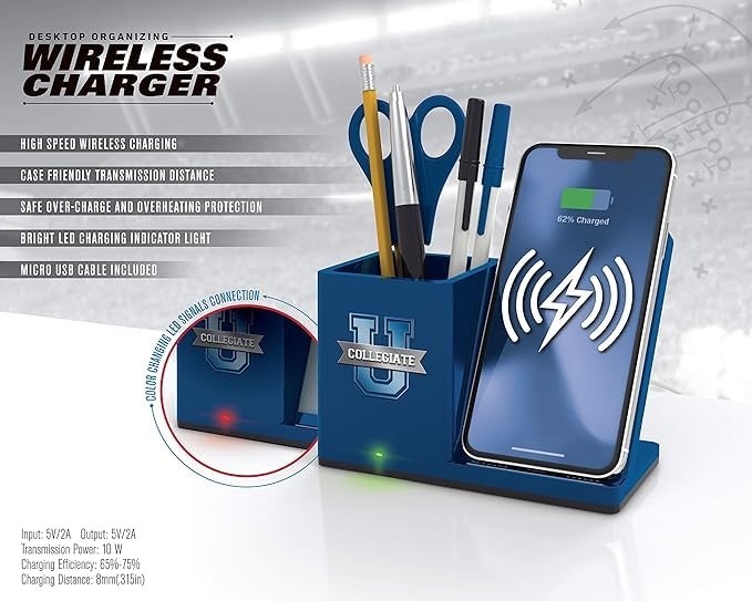 Wireless Charging Desktop Organizer for NCAA Sports Fans