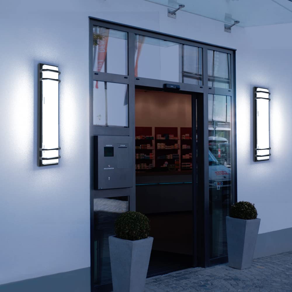 Sytmhoe Outdoor Wall Lights,23.6in 36W LED Modern Porch & Patio Wall Light Fixture, Black Aluminum Exterior Sconce Wall Mounted Lights Suitable for Garage Living Room Courtyard House(6000K)