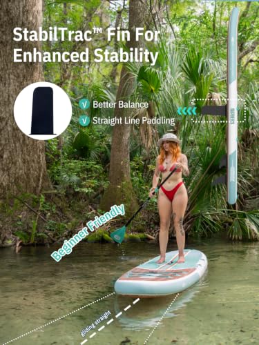 Inflatable Stand Up Paddle Board - 10'6'', Anti-Slip EVA Deck, 450 lbs Capacity - Green Wood